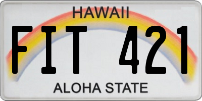 HI license plate FIT421