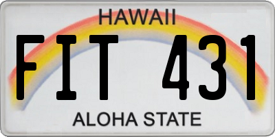 HI license plate FIT431