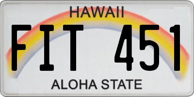 HI license plate FIT451