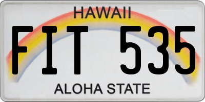 HI license plate FIT535