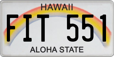 HI license plate FIT551