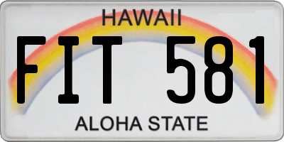 HI license plate FIT581