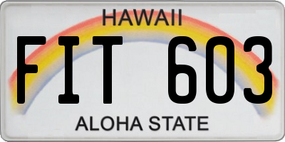 HI license plate FIT603