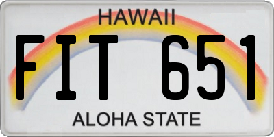 HI license plate FIT651