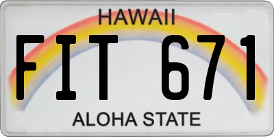 HI license plate FIT671