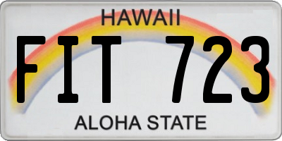 HI license plate FIT723