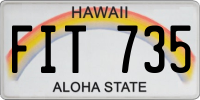 HI license plate FIT735