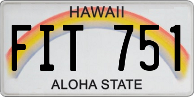 HI license plate FIT751