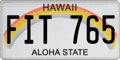 HI license plate FIT765