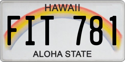 HI license plate FIT781