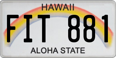 HI license plate FIT881
