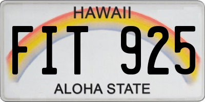 HI license plate FIT925