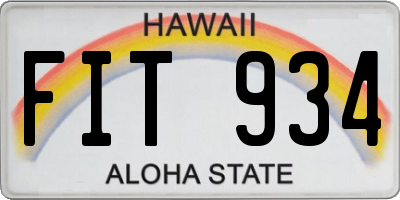 HI license plate FIT934