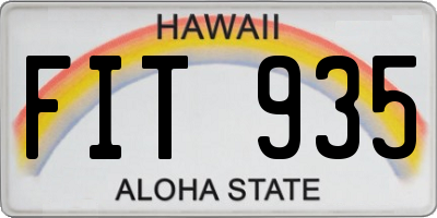 HI license plate FIT935
