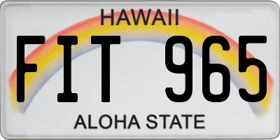 HI license plate FIT965