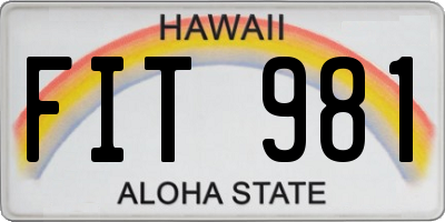 HI license plate FIT981