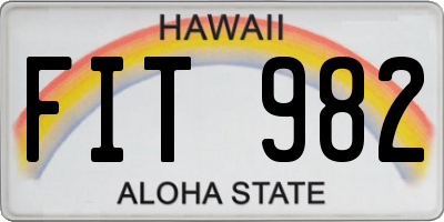 HI license plate FIT982