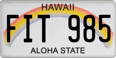 HI license plate FIT985