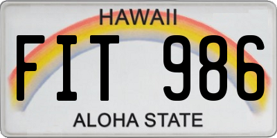 HI license plate FIT986