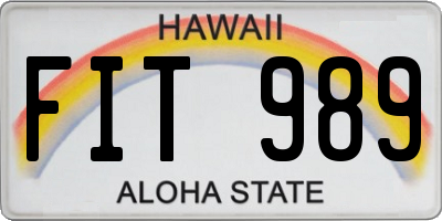 HI license plate FIT989