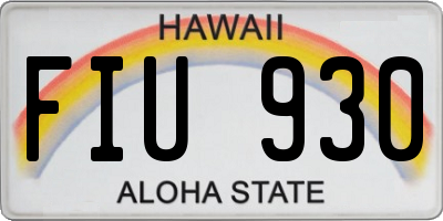 HI license plate FIU930