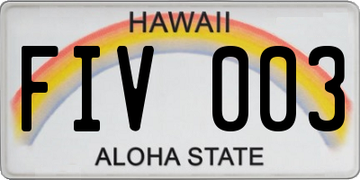 HI license plate FIV003