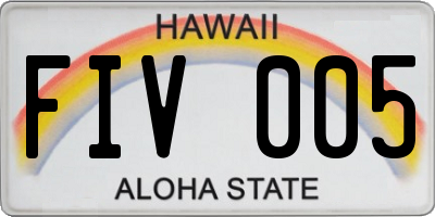 HI license plate FIV005