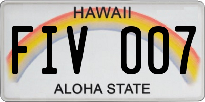 HI license plate FIV007