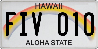 HI license plate FIV010