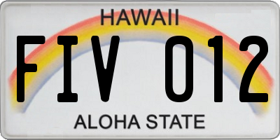 HI license plate FIV012