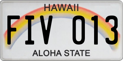 HI license plate FIV013