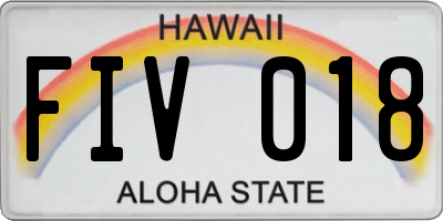 HI license plate FIV018