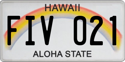 HI license plate FIV021