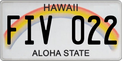 HI license plate FIV022