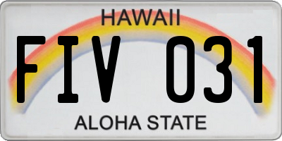 HI license plate FIV031