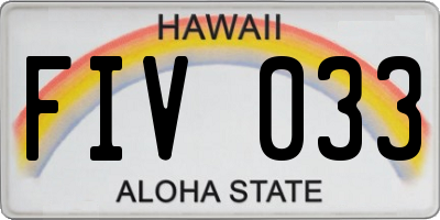 HI license plate FIV033