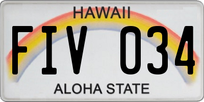 HI license plate FIV034