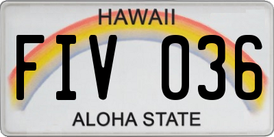 HI license plate FIV036