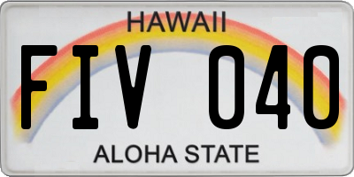 HI license plate FIV040