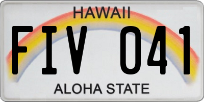 HI license plate FIV041