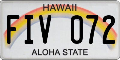 HI license plate FIV072