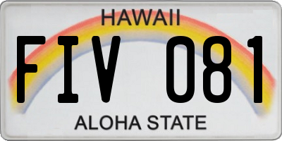 HI license plate FIV081