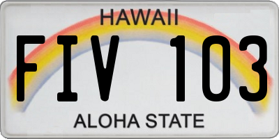 HI license plate FIV103