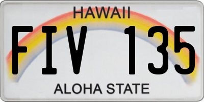 HI license plate FIV135