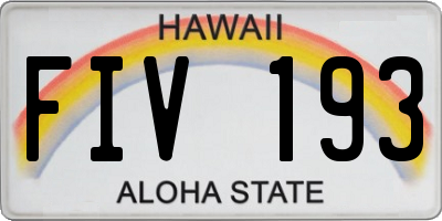 HI license plate FIV193