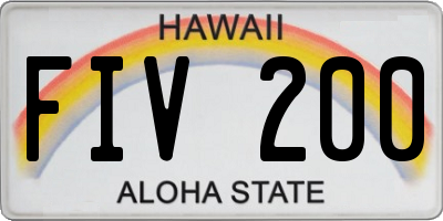 HI license plate FIV200