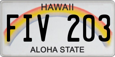 HI license plate FIV203