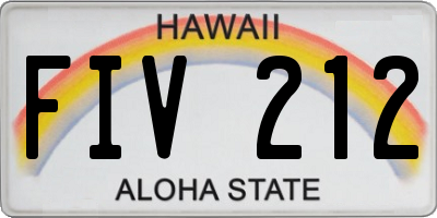 HI license plate FIV212
