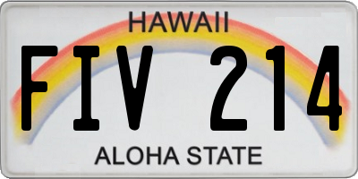 HI license plate FIV214