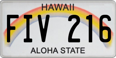 HI license plate FIV216
